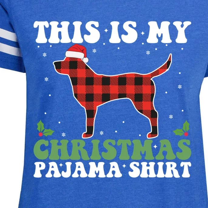 Red Plaid This Is My Labrador Retriever Dog Christmas Pajama Gift Enza Ladies Jersey Football T-Shirt