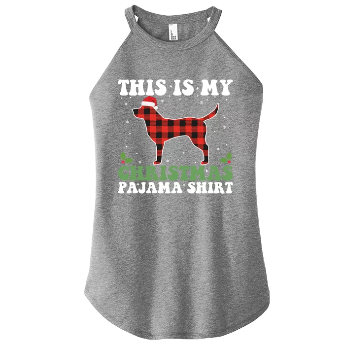 Red Plaid This Is My Labrador Retriever Dog Christmas Pajama Gift Women’s Perfect Tri Rocker Tank