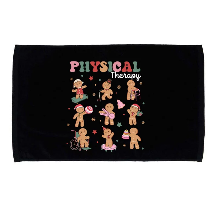 Retro Physical Therapy Gingerbread Christmas Pt Funny Xmas Microfiber Hand Towel