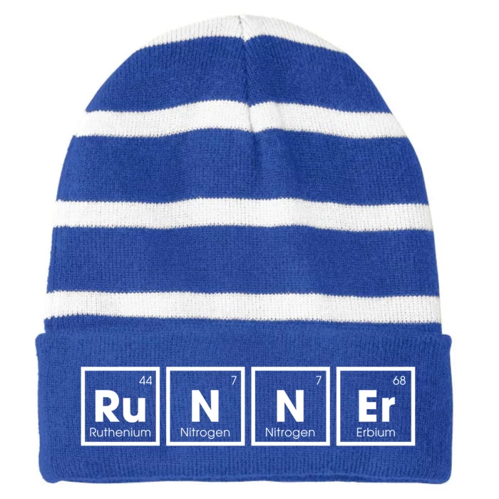 Runner Periodic Table Funny Running Runners Marathon Gift Striped Beanie with Solid Band