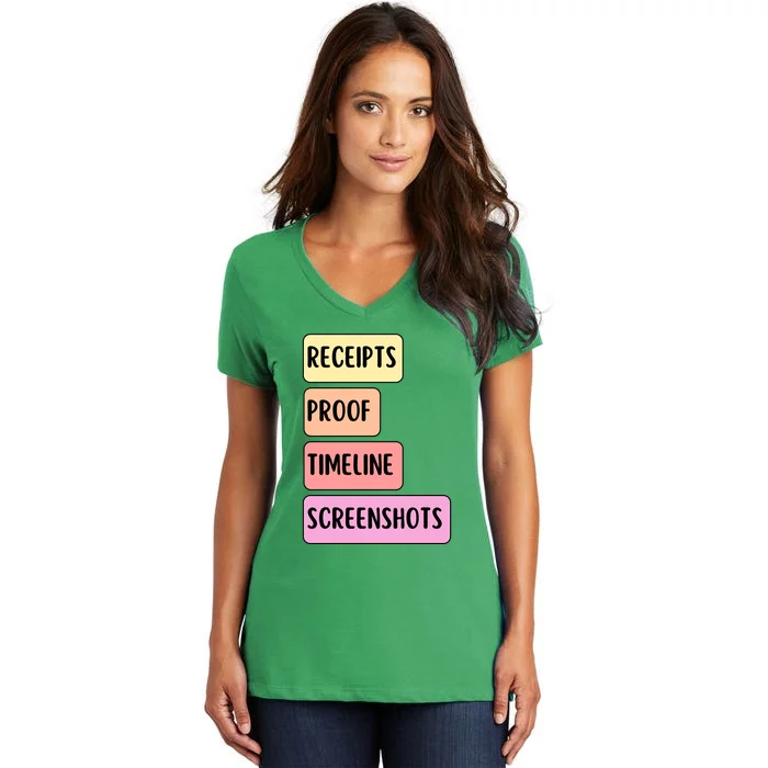 Receipts Proof Timeline Screenshots Women's V-Neck T-Shirt