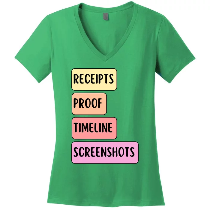 Receipts Proof Timeline Screenshots Women's V-Neck T-Shirt