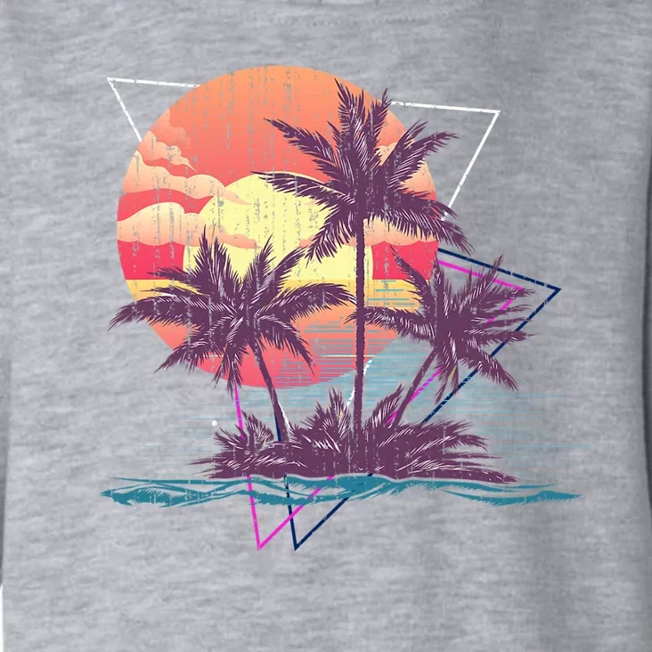 Retro Palm Trees Beach Sunset Tropical Summer Toddler Hoodie