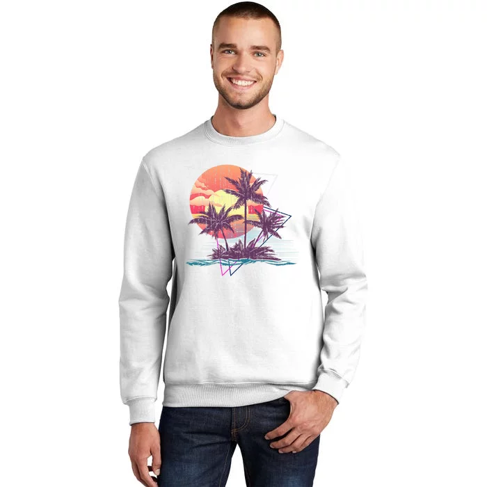 Retro Palm Trees Beach Sunset Tropical Summer Sweatshirt