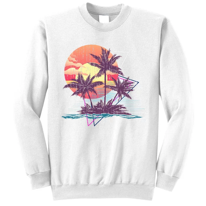 Retro Palm Trees Beach Sunset Tropical Summer Sweatshirt