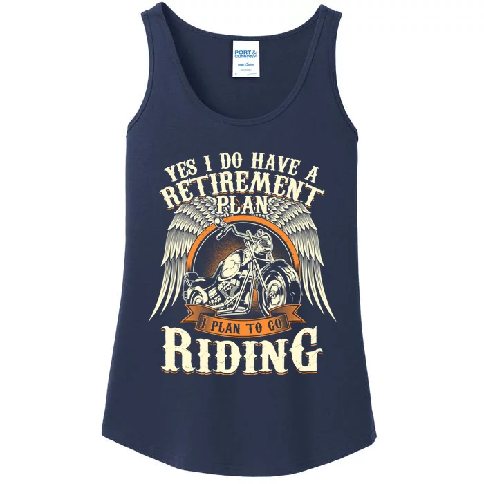 Retirement Plan To Go Riding Gift Motorcycle Riders Biker Ladies Essential Tank