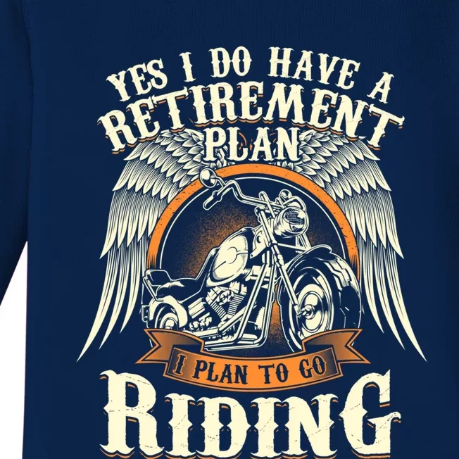 Retirement Plan To Go Riding Gift Motorcycle Riders Biker Baby Long Sleeve Bodysuit