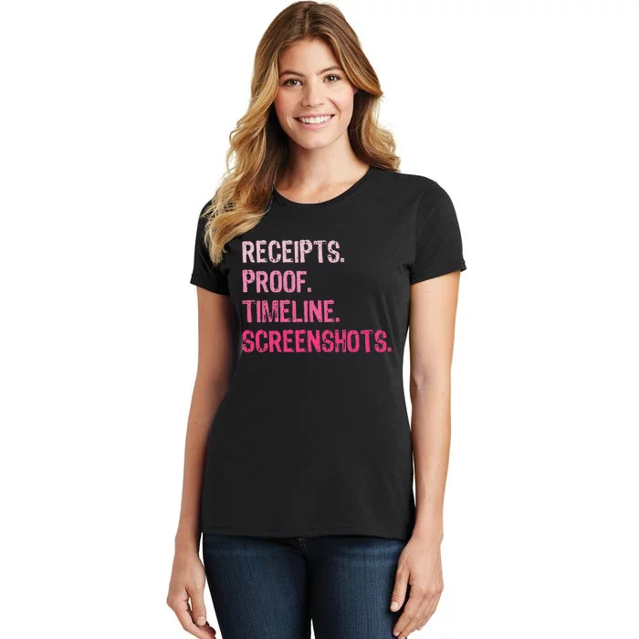 Receipts Proof Timeline Screenshots Funny Women's T-Shirt