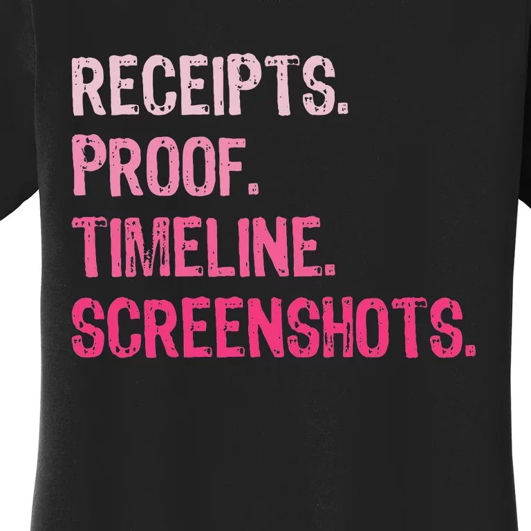 Receipts Proof Timeline Screenshots Funny Women's T-Shirt