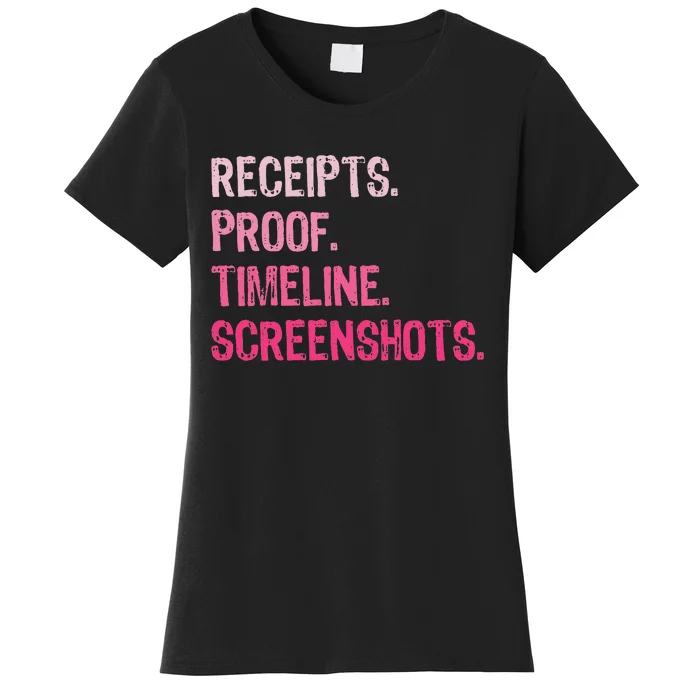 Receipts Proof Timeline Screenshots Funny Women's T-Shirt