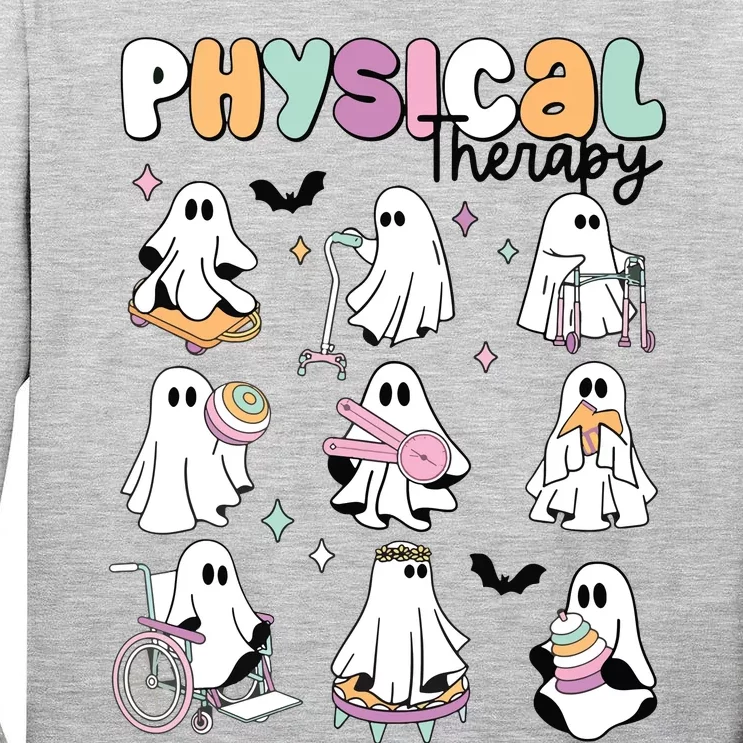 Retro Physical Therapy Halloween Ghosts Spooky PT Tall Long Sleeve T-Shirt