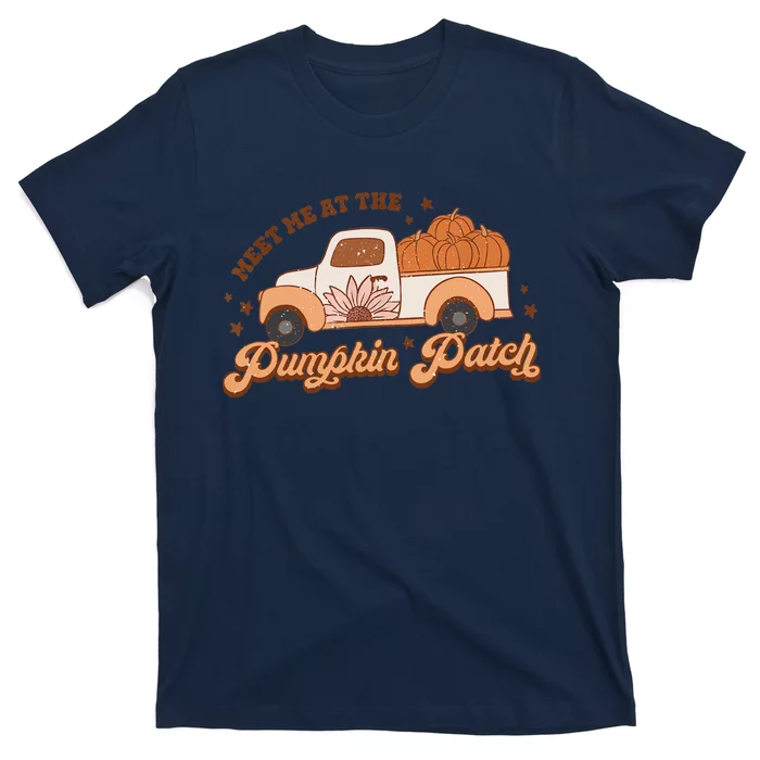 Retro Pumpkin Truck Meet Me At Pumpkin Patch Fall Halloween T-Shirt