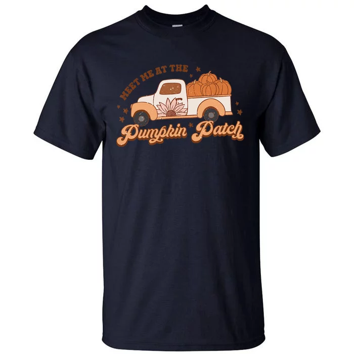 Retro Pumpkin Truck Meet Me At Pumpkin Patch Fall Halloween Tall T-Shirt