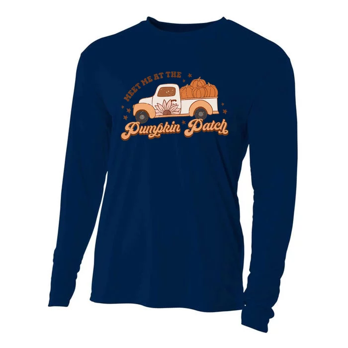 Retro Pumpkin Truck Meet Me At Pumpkin Patch Fall Halloween Cooling Performance Long Sleeve Crew