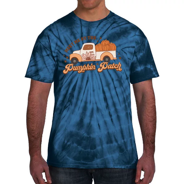 Retro Pumpkin Truck Meet Me At Pumpkin Patch Fall Halloween Tie-Dye T-Shirt