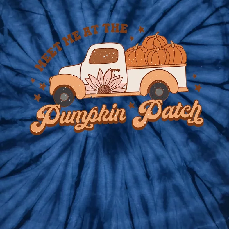 Retro Pumpkin Truck Meet Me At Pumpkin Patch Fall Halloween Tie-Dye T-Shirt