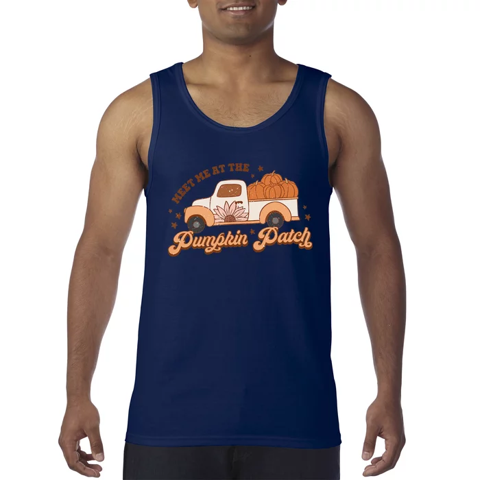 Retro Pumpkin Truck Meet Me At Pumpkin Patch Fall Halloween Tank Top