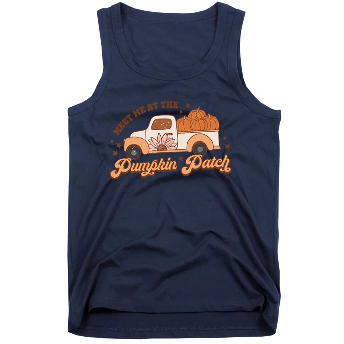 Retro Pumpkin Truck Meet Me At Pumpkin Patch Fall Halloween Tank Top