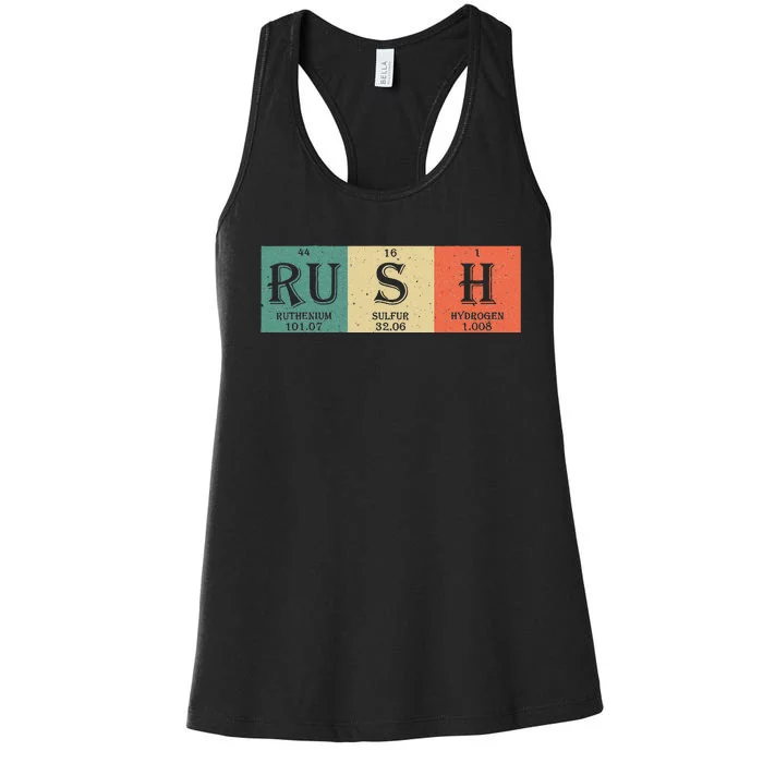 Rush Periodic Table Elements Rush Chemistry Studentfan Gift Women's Racerback Tank