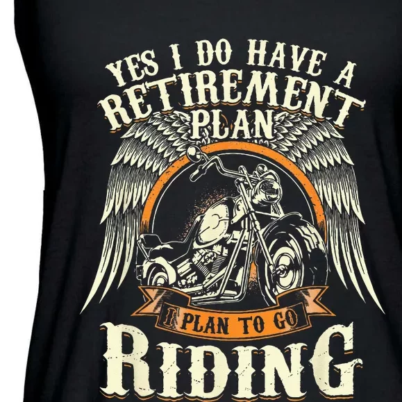 Retirement Plan To Go Riding Gift Motorcycle Riders Biker Ladies Essential Flowy Tank