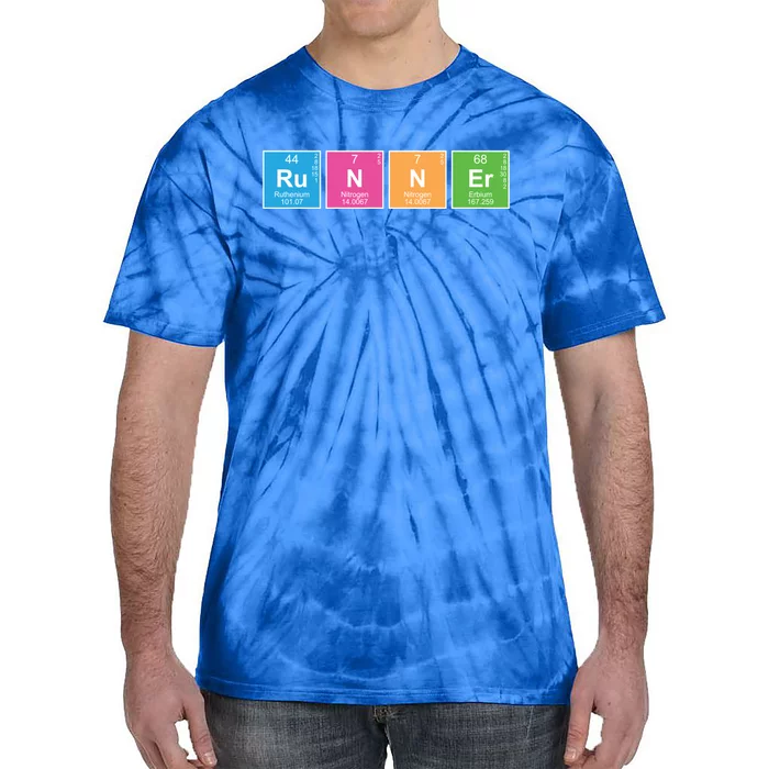 Running Periodic Table Nerd Geek Science Runner Gift Funny Gift Tie-Dye T-Shirt