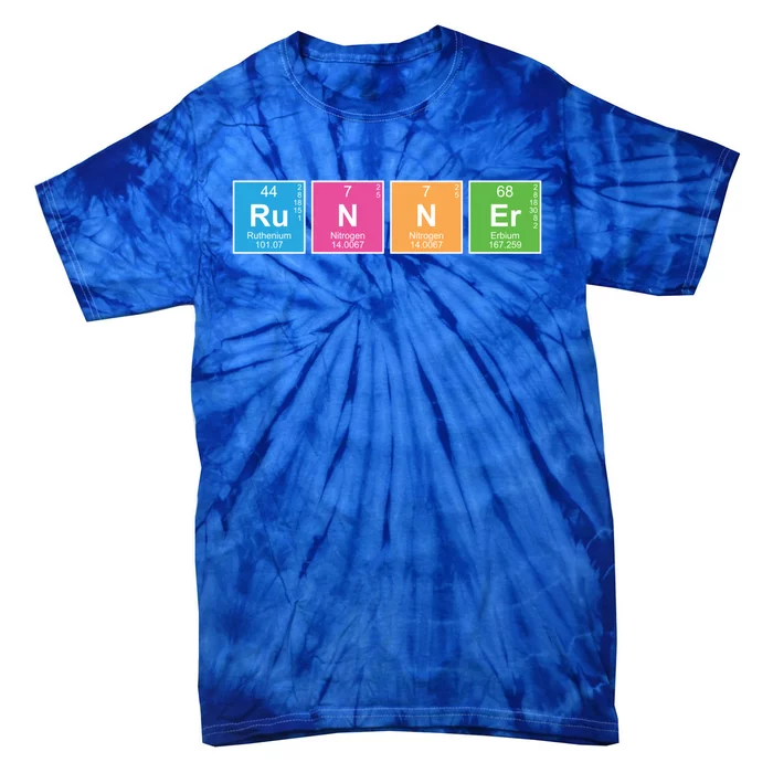 Running Periodic Table Nerd Geek Science Runner Gift Funny Gift Tie-Dye T-Shirt