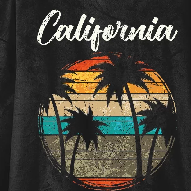 Retro Palm Trees California Hooded Wearable Blanket