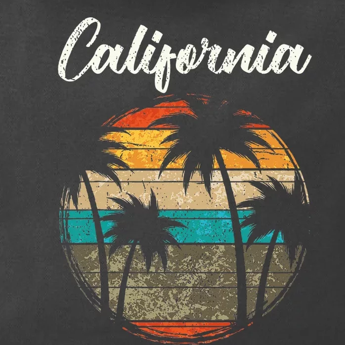 Retro Palm Trees California Zip Tote Bag