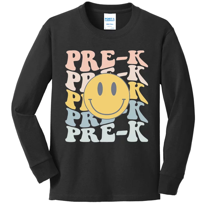 Retro Prek Teacher Student First Day Of School Preschool Kids Long Sleeve Shirt