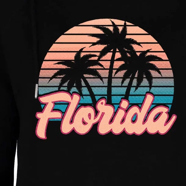 Retro Palm Trees Tropical Summer Vibes Florida Womens Funnel Neck Pullover Hood