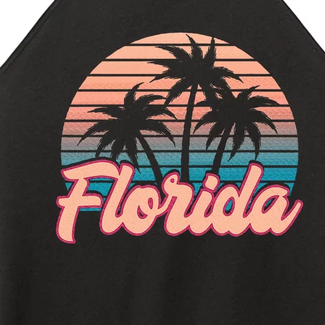 Retro Palm Trees Tropical Summer Vibes Florida Women’s Perfect Tri Rocker Tank