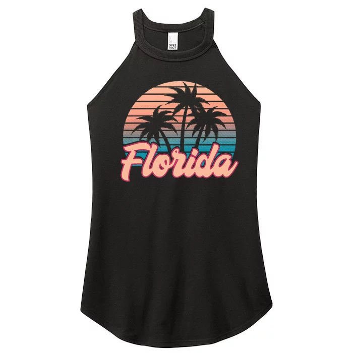 Retro Palm Trees Tropical Summer Vibes Florida Women’s Perfect Tri Rocker Tank