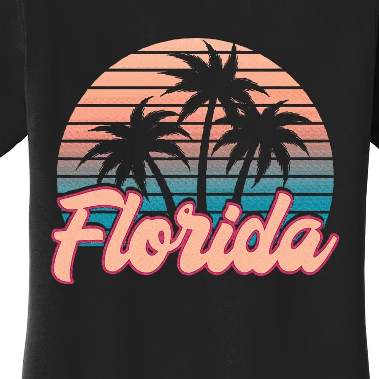 Retro Palm Trees Tropical Summer Vibes Florida Women's T-Shirt