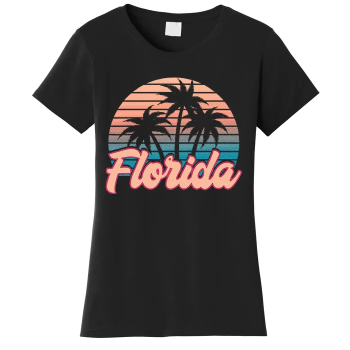 Retro Palm Trees Tropical Summer Vibes Florida Women's T-Shirt