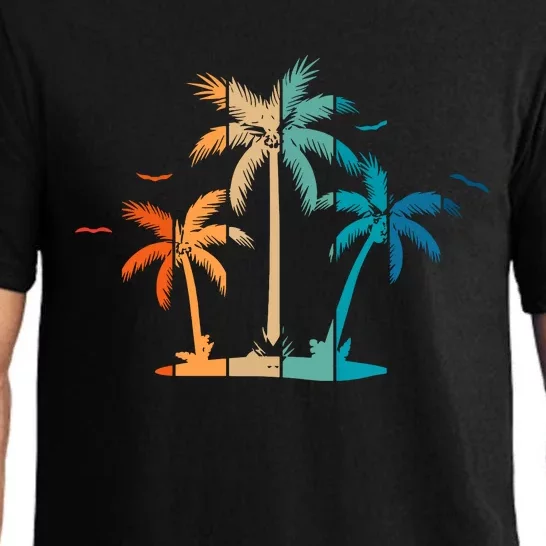 Retro Palm Tree Lover Theme Pajama Set