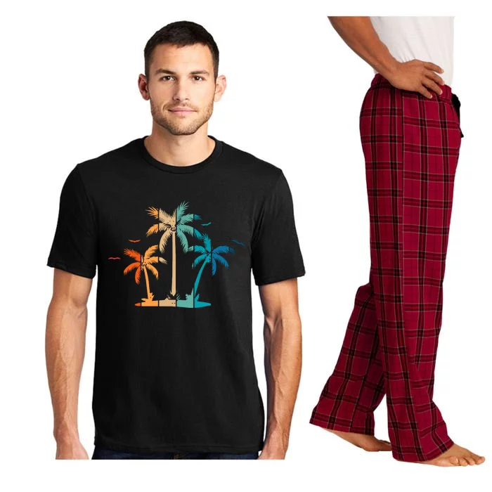 Retro Palm Tree Lover Theme Pajama Set