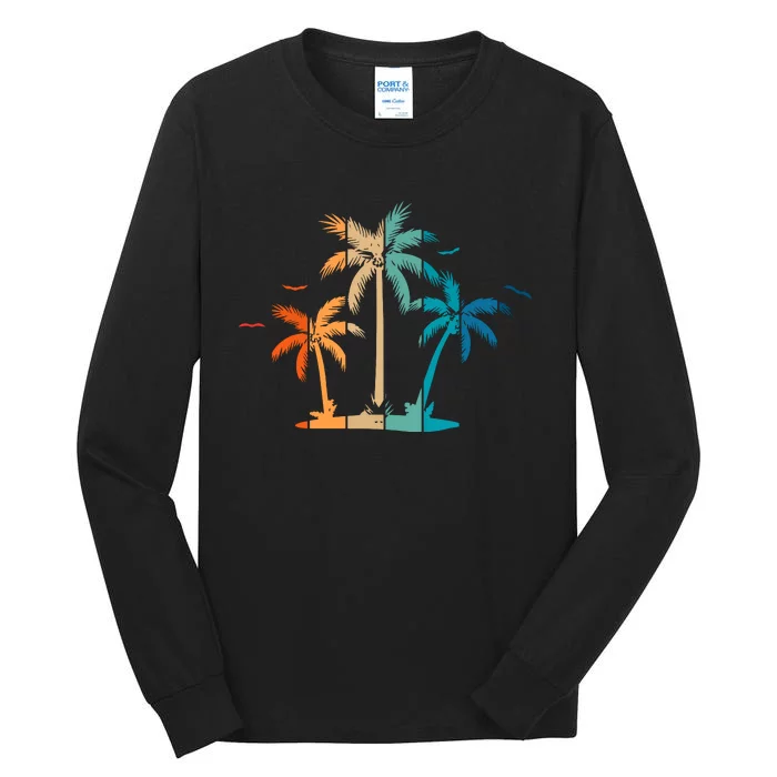 Retro Palm Tree Lover Theme Tall Long Sleeve T-Shirt