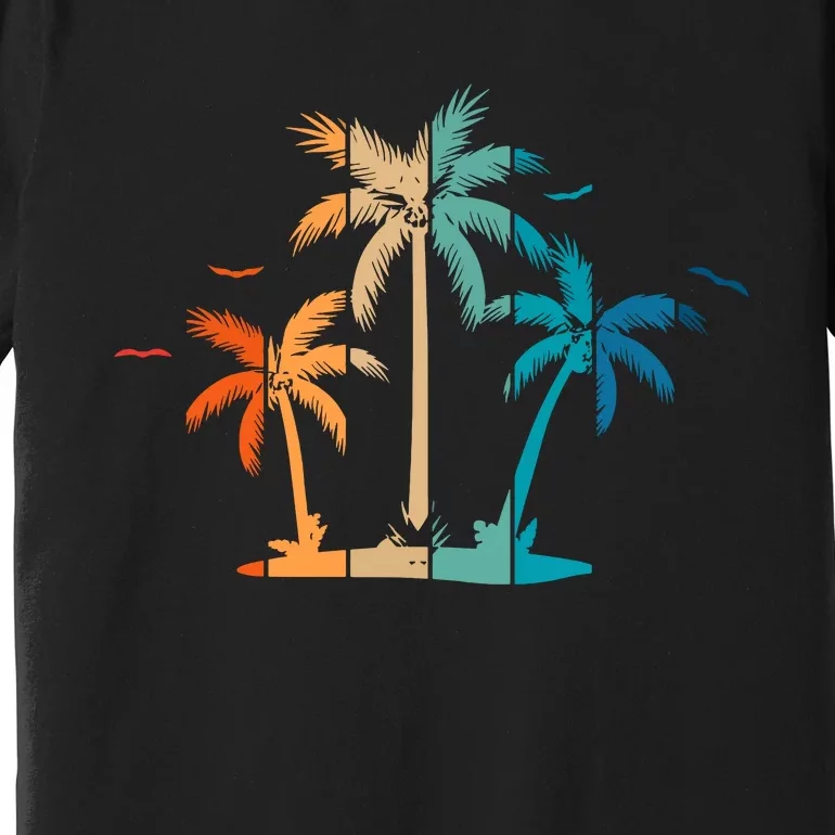 Retro Palm Tree Lover Theme Premium T-Shirt