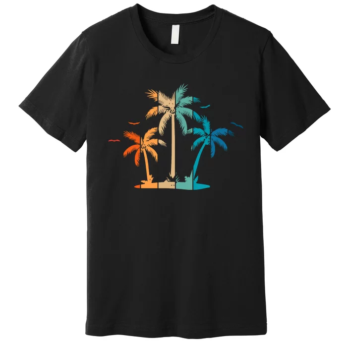 Retro Palm Tree Lover Theme Premium T-Shirt