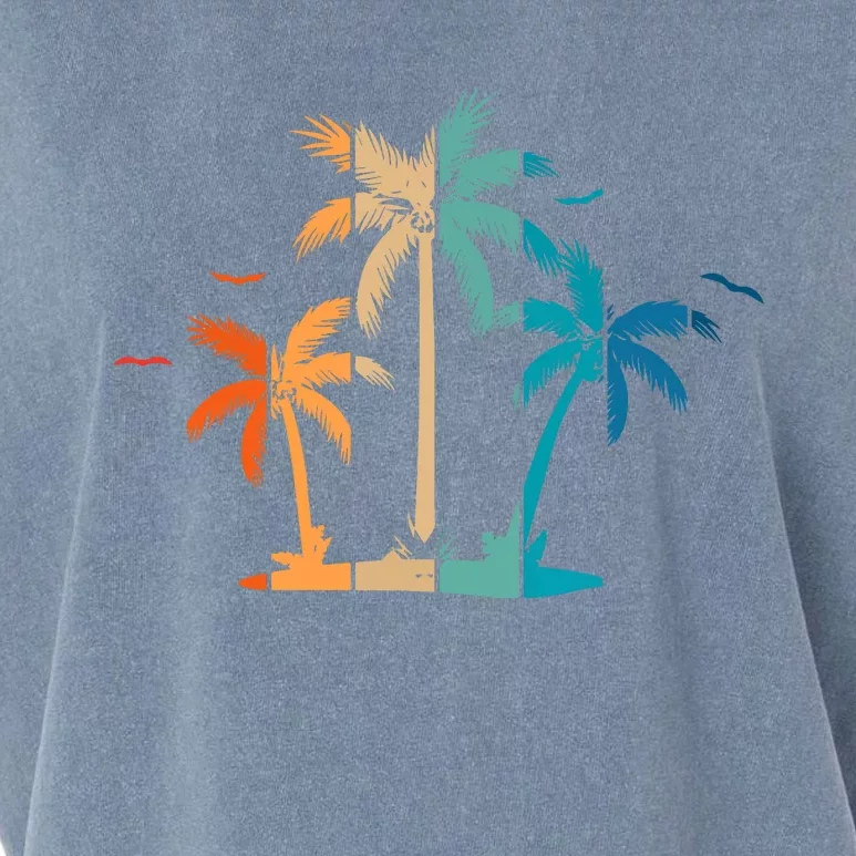 Retro Palm Tree Lover Theme Garment-Dyed Women's Muscle Tee