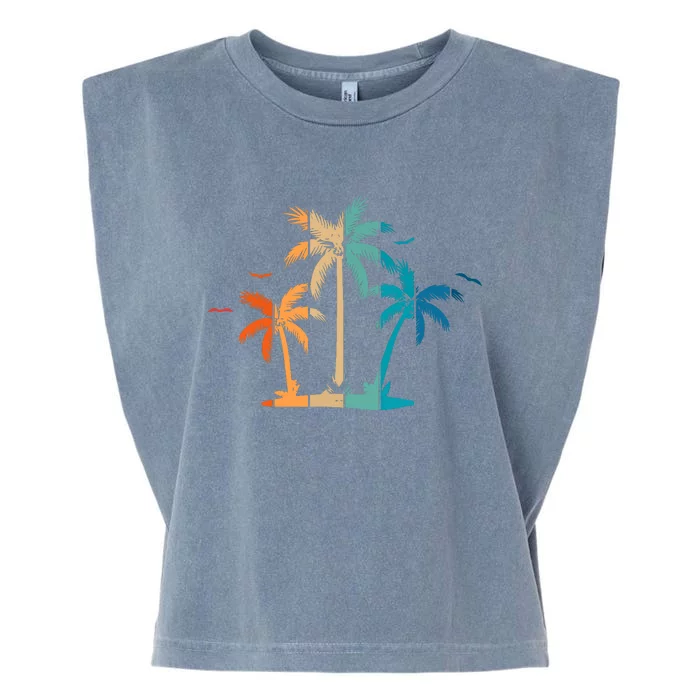 Retro Palm Tree Lover Theme Garment-Dyed Women's Muscle Tee