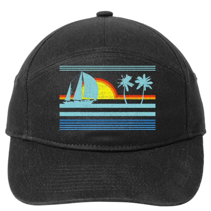 Retro Palm Tree Tropical Beach Vintage Style 70s 80s 7-Panel Snapback Hat