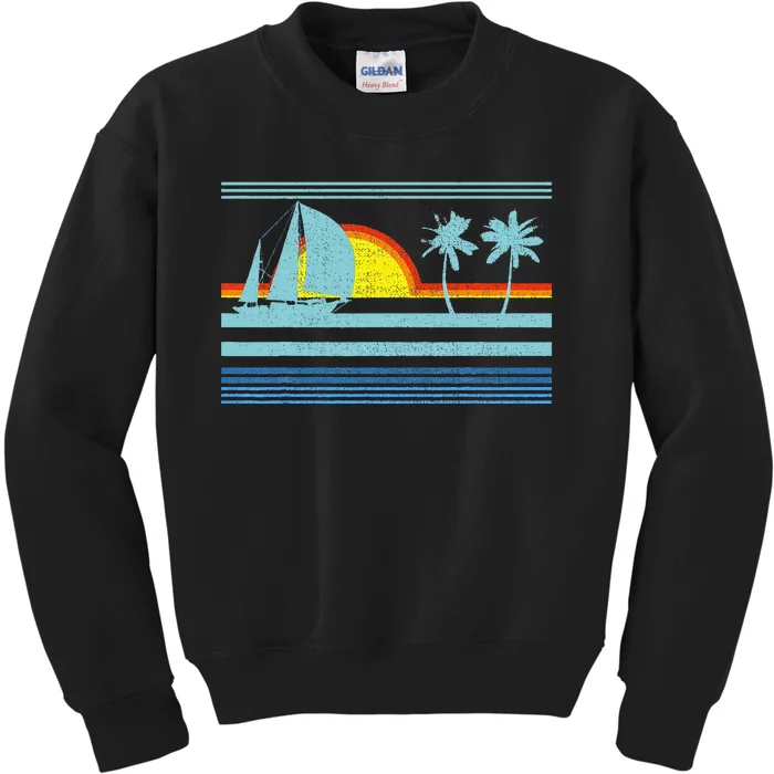 Retro Palm Tree Tropical Beach Vintage Style 70s 80s Kids Sweatshirt