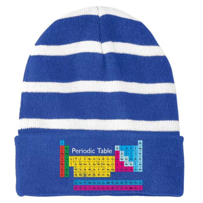 Retro Periodic Table Of Elets Gift Striped Beanie with Solid Band