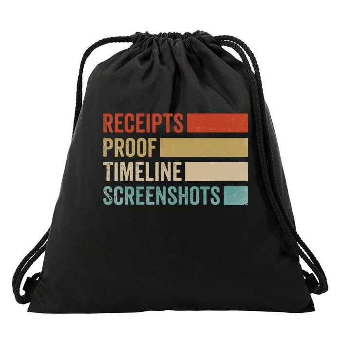 Receipts Proof Timeline Screenshots Retro Drawstring Bag