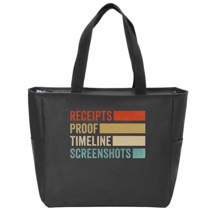 Receipts Proof Timeline Screenshots Retro Zip Tote Bag