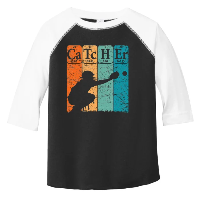 Retro Periodic Table Element Nerd Baseball Catcher Toddler Fine Jersey T-Shirt