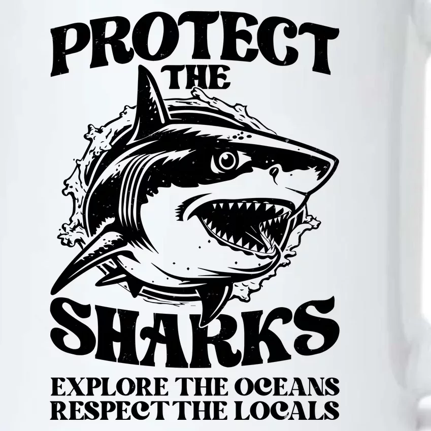 Retro Protect The Sharks Explore The Oceans Respect The Locals Shark Week Lover Black Color Changing Mug