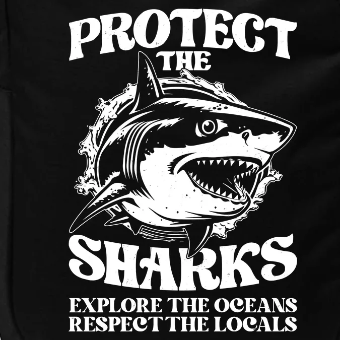 Retro Protect The Sharks Explore The Oceans Respect The Locals Shark Week Lover Impact Tech Backpack