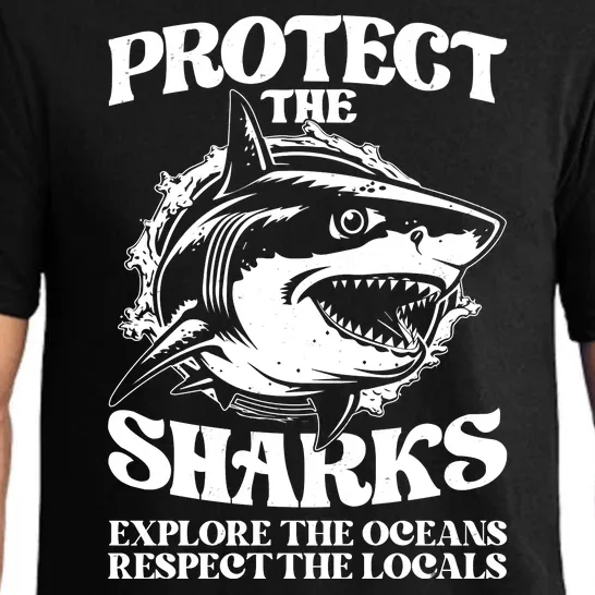 Retro Protect The Sharks Explore The Oceans Respect The Locals Shark Week Lover Pajama Set